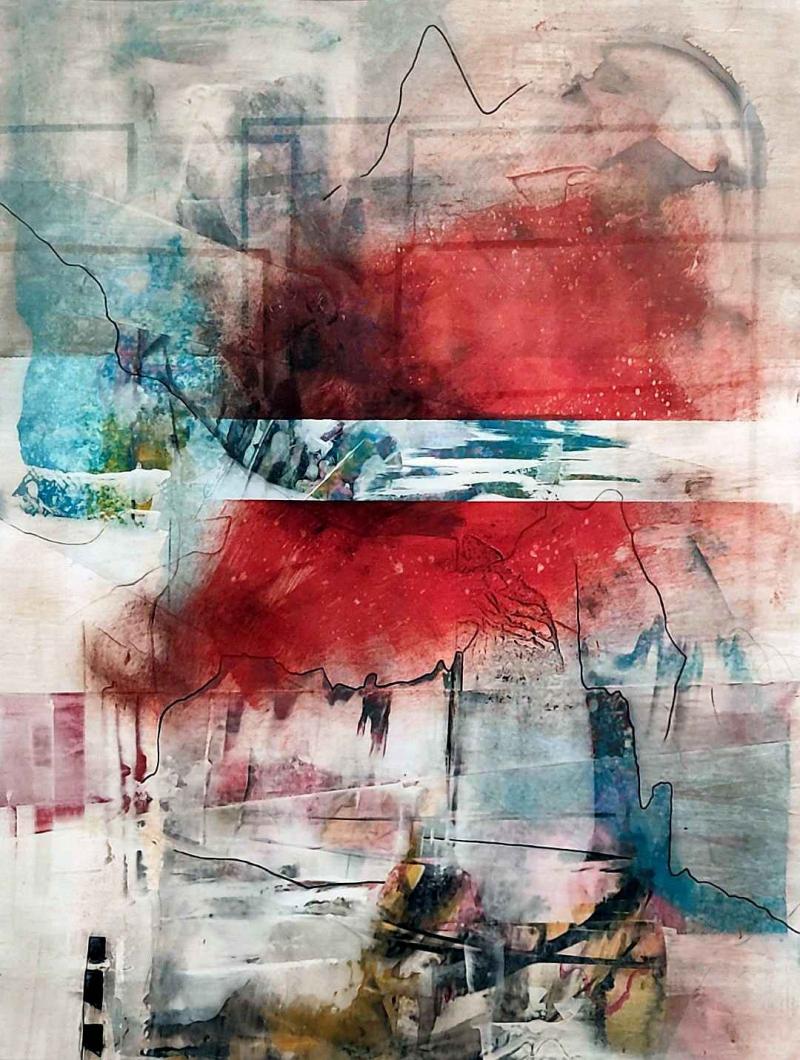 fire mountain, 40x50, acryl auf steinpapier Bildnummer:1737044539457





