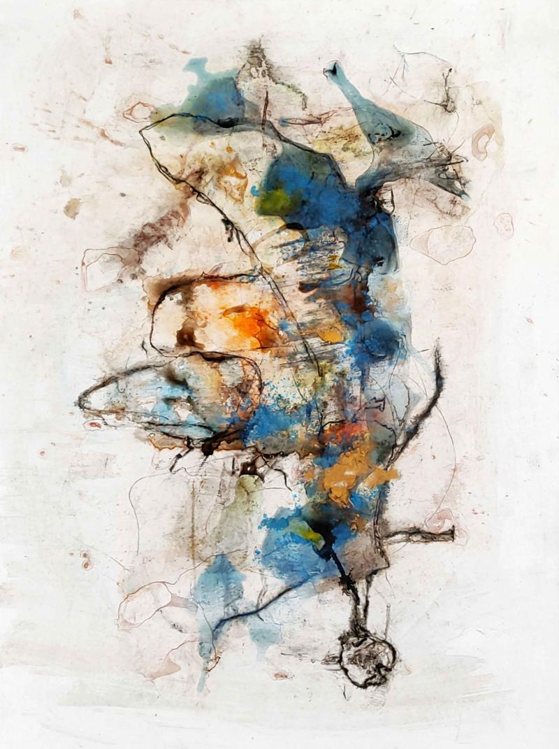 materialisiertung des djinn marid, 50x70, mixed media auf steinpapier Bildnummer:1745765409448





