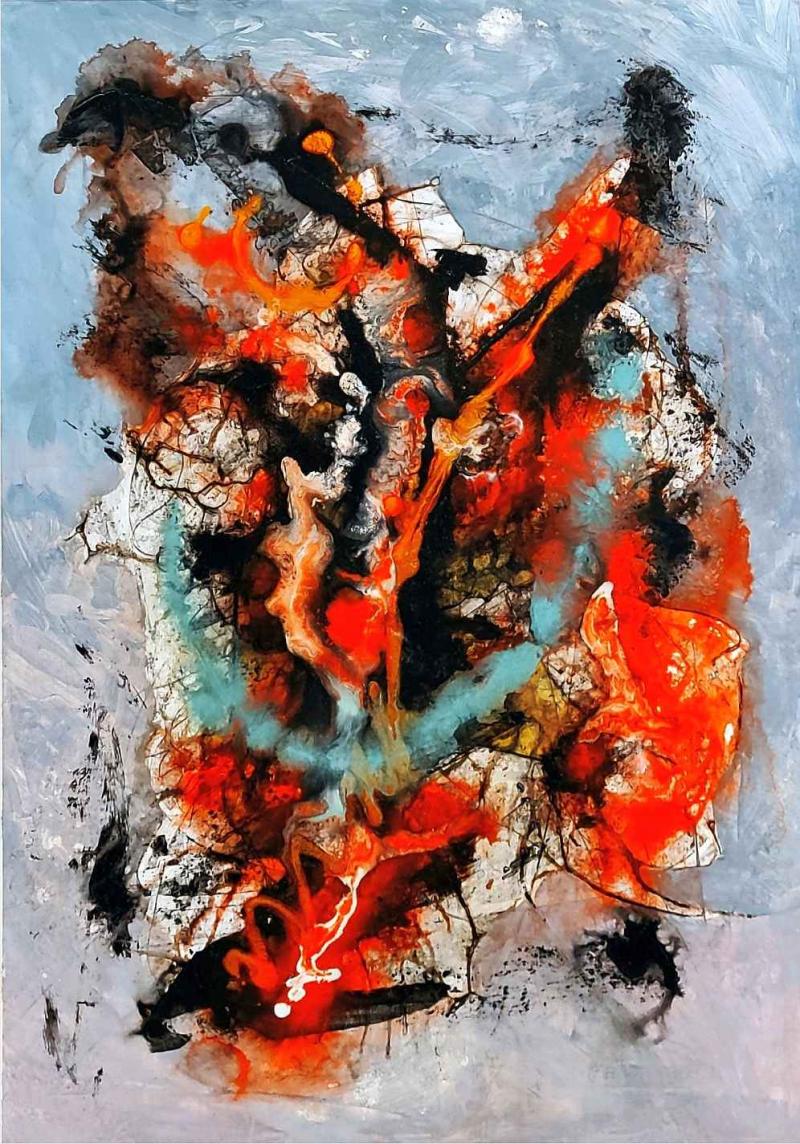 umlilo2m 40x60, acryl auf steinpapier, VERKAUFT Bildnummer:1720970620546





