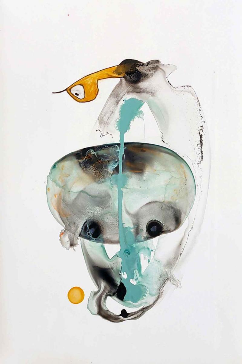 der gedanke, 20x30, acryl auf steinpapier Bildnummer:1751210621031





