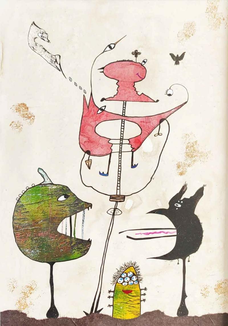 wortgefecht, 20x30, mixed media Bildnummer:1716118625652

















