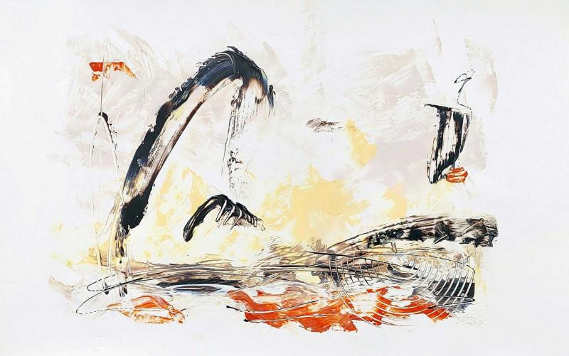 welle3, 58x37, acryl auf steinpapier Bildnummer:1716119360123







